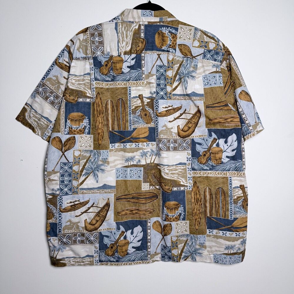 Vintage Pride of Hawaii Men’s XL Hawaiian Aloha Shirt Surfboard Canoe Cotton